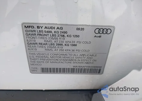 2021 Audi Q5 Premium Plus 45 Tfsi Quattro S Tronic from USA, damaged, VIN WA1BAAFY0M2009066